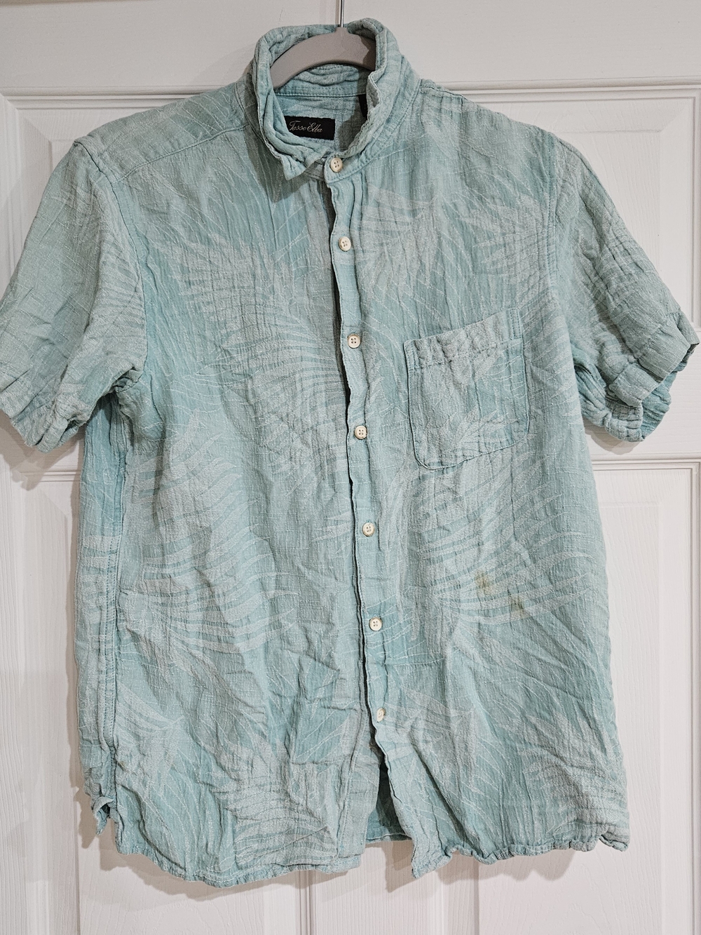 Tasso Elba Mens M Silk Linen Hawaiian Shirt Tropical Textured Island Collection
